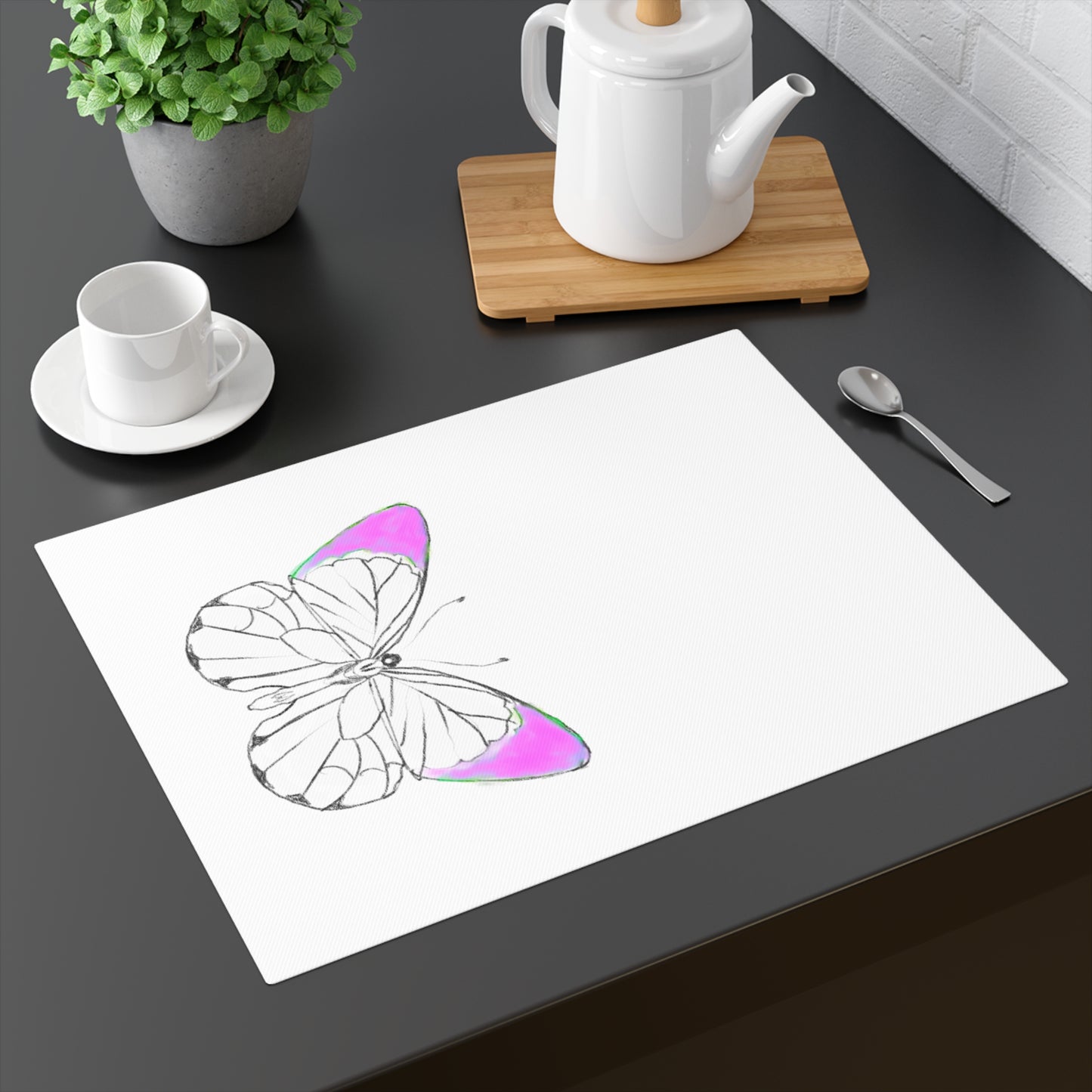 Placemat, 1pc Lucy Butterfly Bright Pink