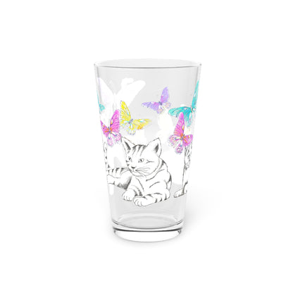 Kitty Flutter Pint Glass, 16oz