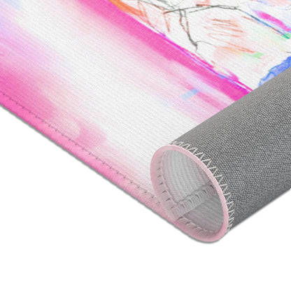 Inspirational Landscapes "Keep an eye on the horizon" Indoor Area Rug in Pink, Blue, and Green (36" x 24")