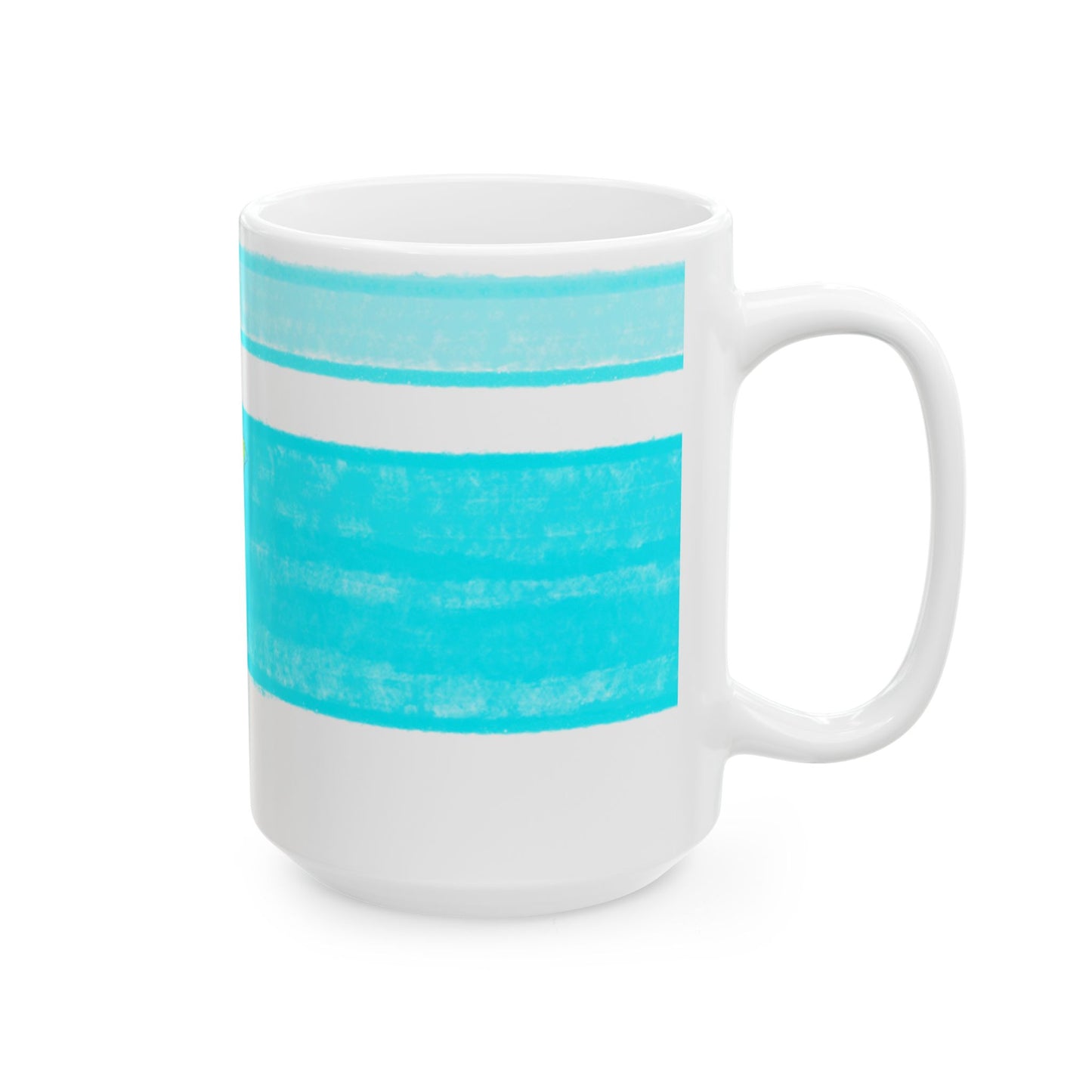 Mega Stripe Kitty Butterfly Flutter Ceramic Mug Aqua