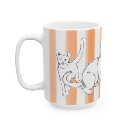 Kitty Fun Mug with Orange Stripes