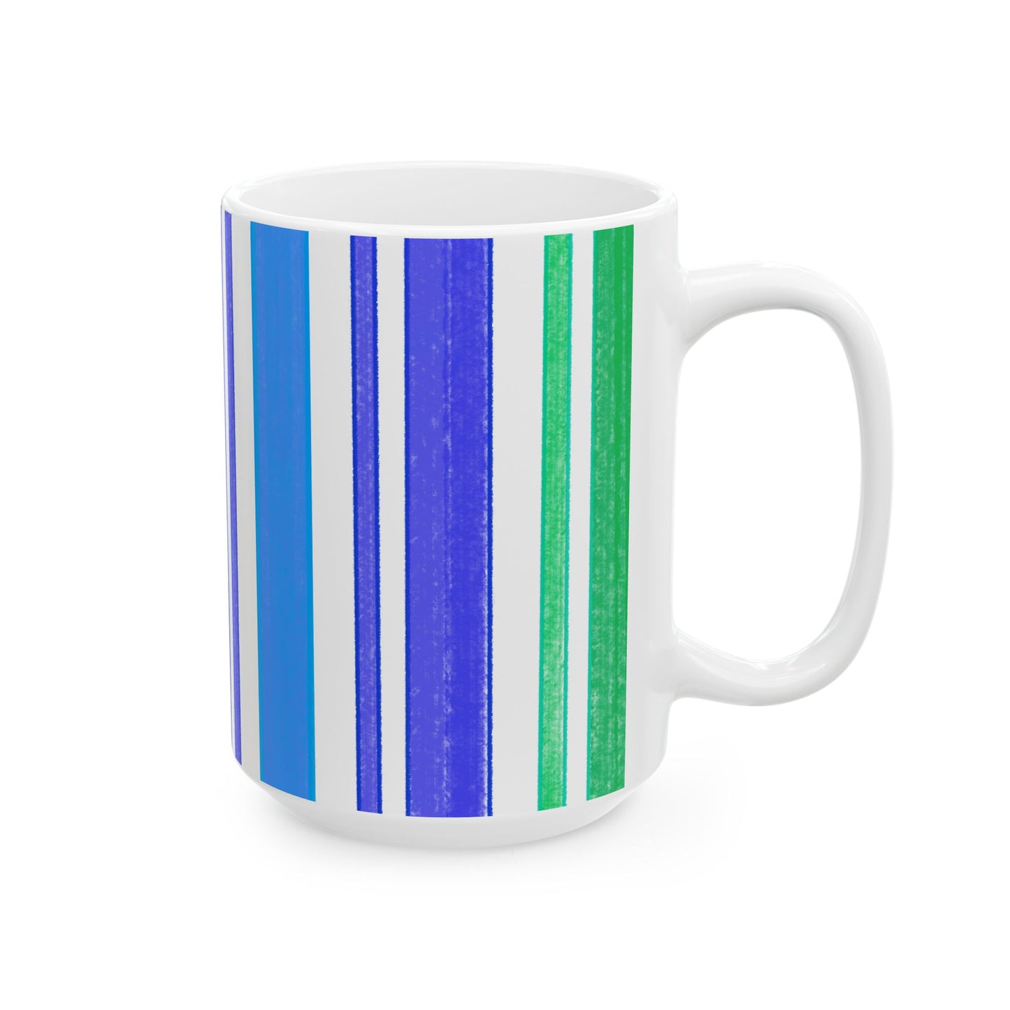 Butterfly Flutterstripe Ceramic Mug, Blues and Greens ( 2 sizes available 11oz and 15oz)