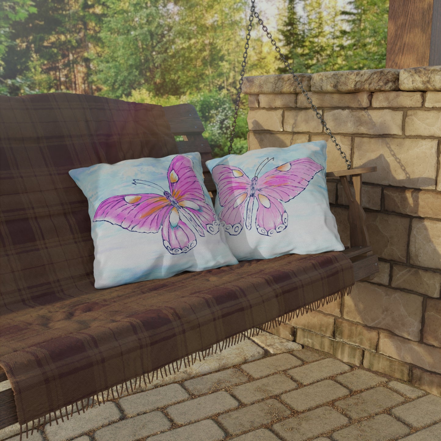 Outdoor Pillows Butterfly Pink