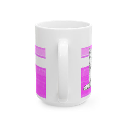 Mega Stripe Kitty Butterfly Flutter Ceramic Mug Purplish Pink