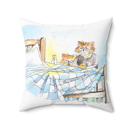 Kitty Fun Polyester Square Pillow "Be anxious for..."