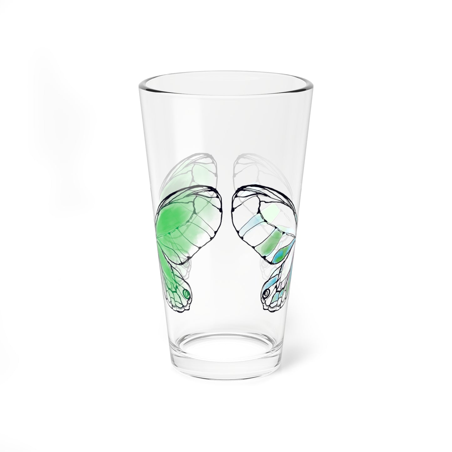 Mixing Glass, 16oz Butterfly Colorful Watercolor
