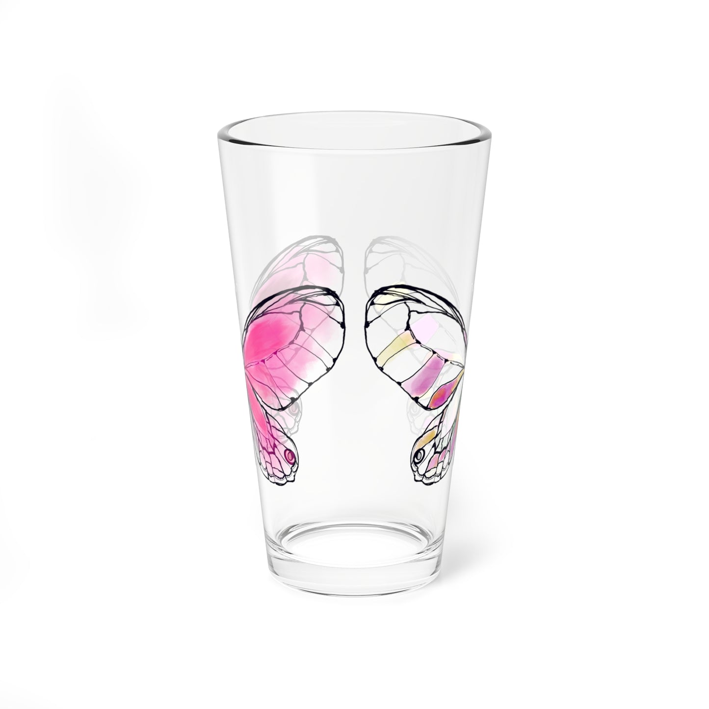 Mixing Glass, 16oz Butterfly Colorful Watercolor