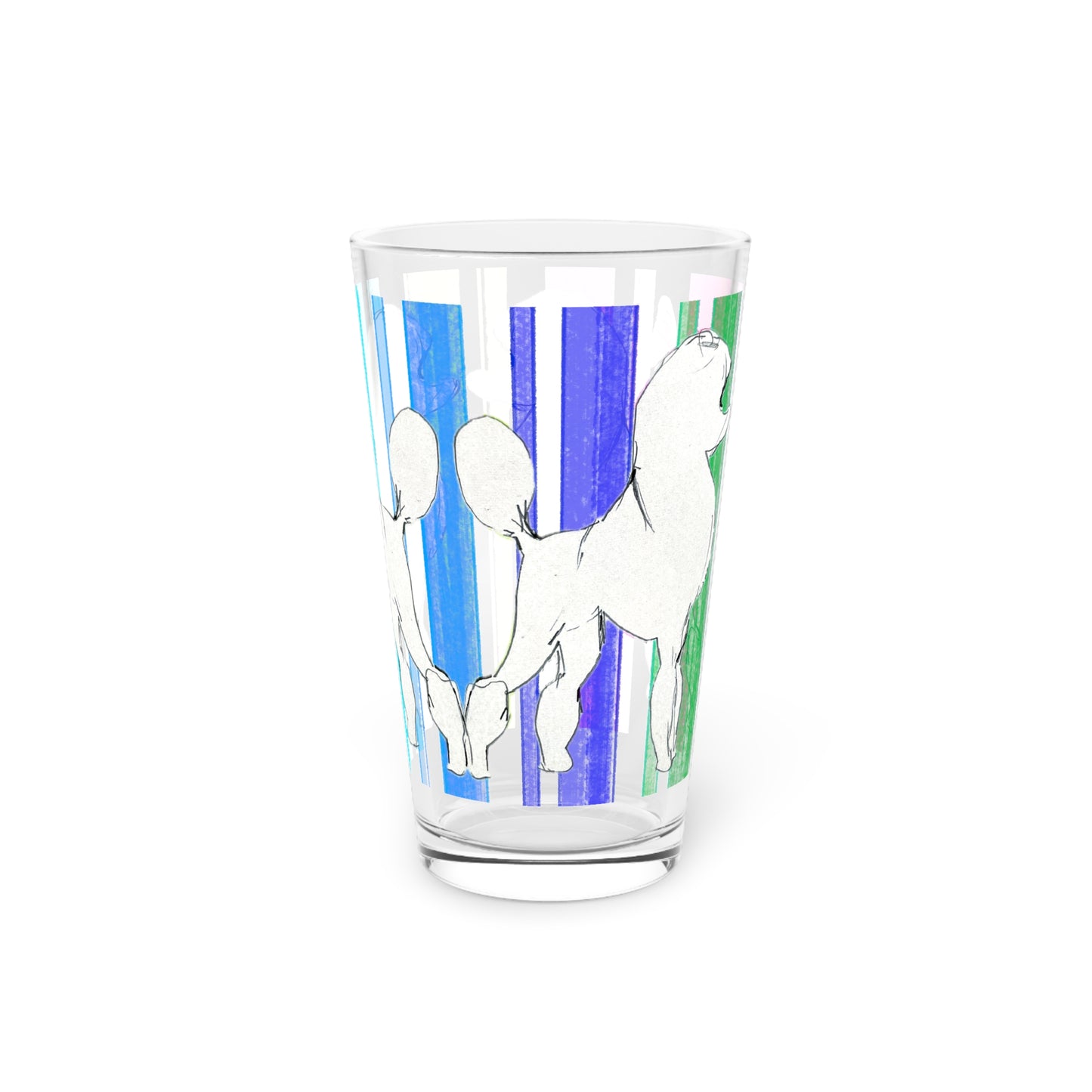 Dogi Butterfly Flutter Pint Glass, 16 oz (Multi-color) Poodle