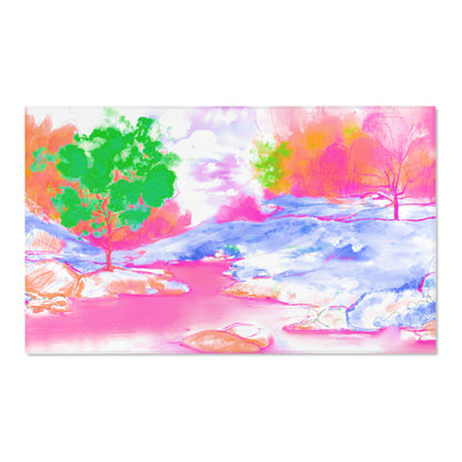 Joyful Landscapes Indoor Area Rug, Raspberry Pink and Green