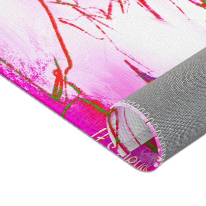 Inspirational Landscapes Indoor Rug in Red, "It's never too late" Pink, and Yellow