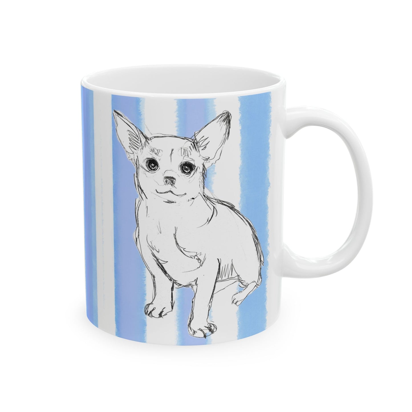 Dogi  Fun Mug with Periwinkle Blue Stripes