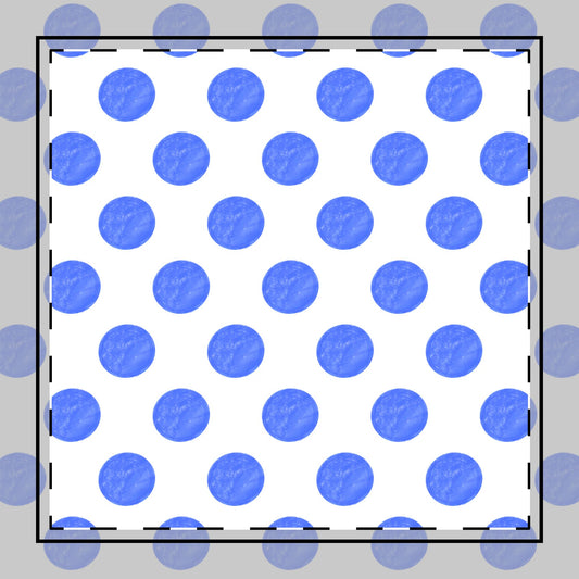 Polka Dot Poly Twill Napkin, Medium Blue, Bright White Fabric Background