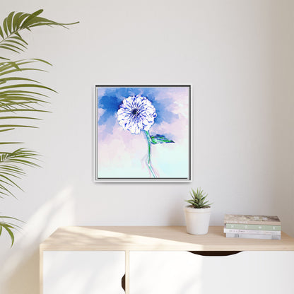 Zinnia Color Splash Matte Canvas Blue Framed
