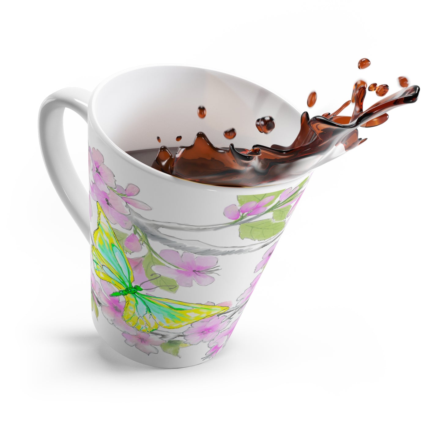 Butterfly Swing Latte Mug Aqua, Yellow/Green