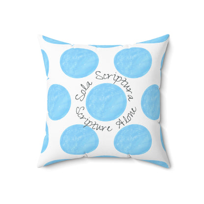 Polka Dot Palette Polyester Square Pillow light blue "Sola Scriptura..."