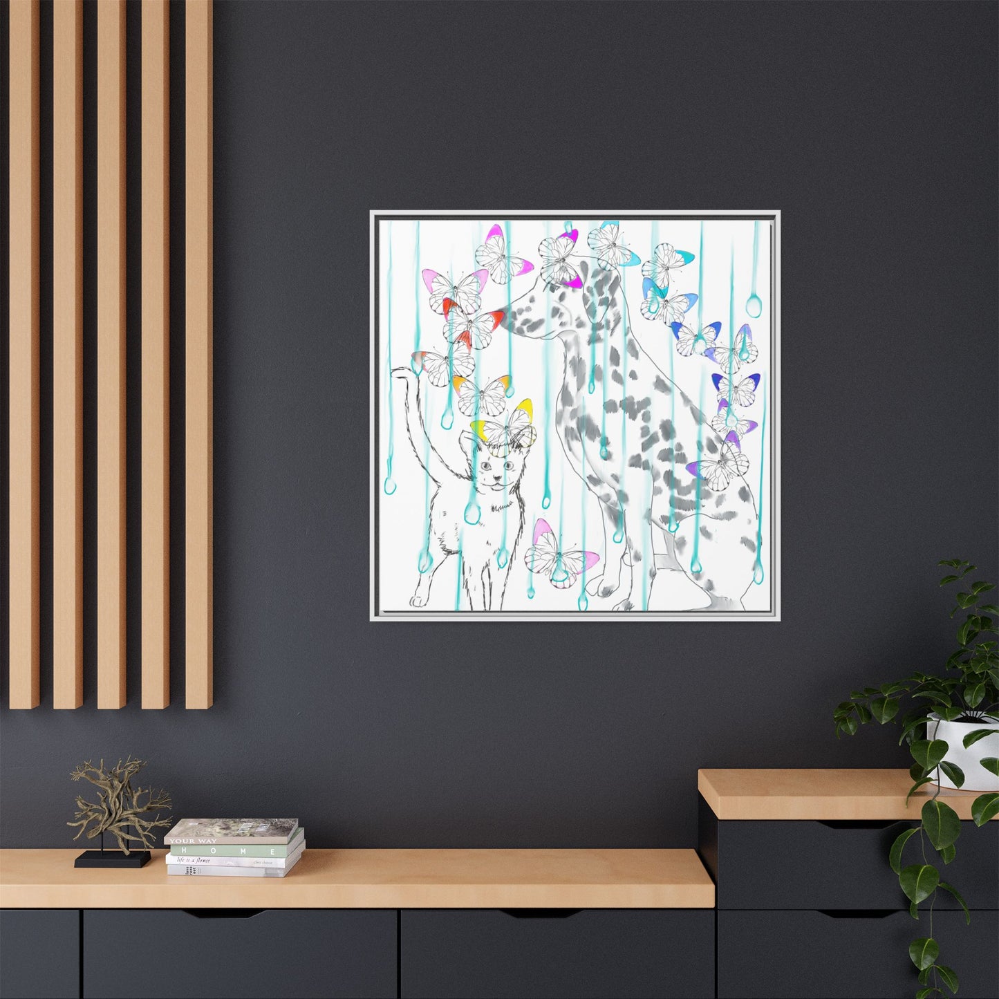 Butterfly Chroma Rain and Shine Matte Canvas, Framed (White)