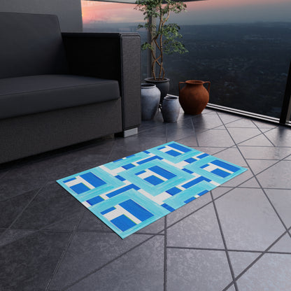 Indoor/Outdoor Rug Color Blocks Aqua & Blue