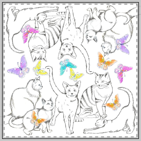 Kitty Flutter Tablecloth 58"x 58" Cotton