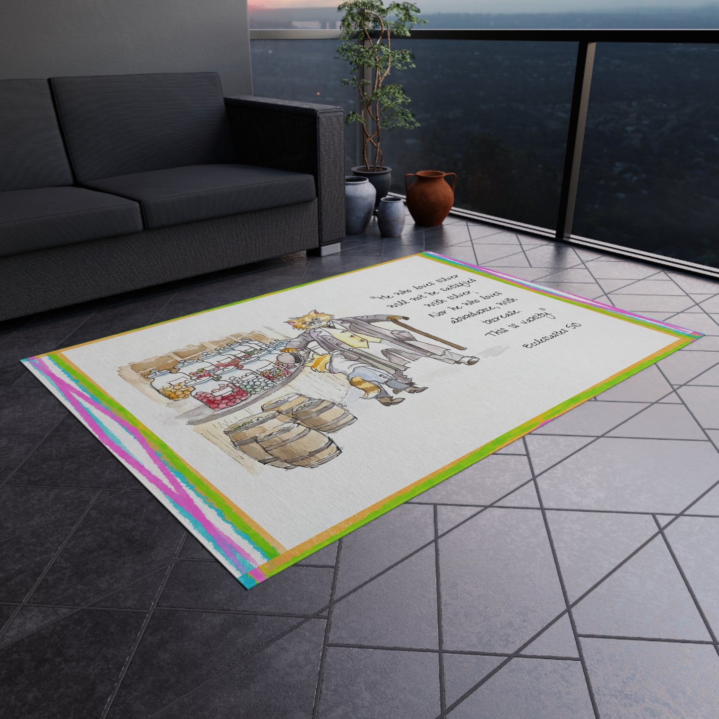 Kitty Fun Indoor/Outdoor Rug Inspirational quote