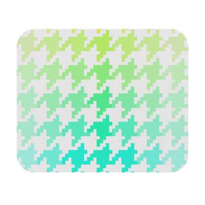 Houndstooth Fun in Green and Aqua Mouse Pad