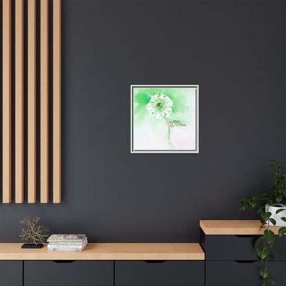 Zinnia Color Splash Matte Canvas Soft Green Framed