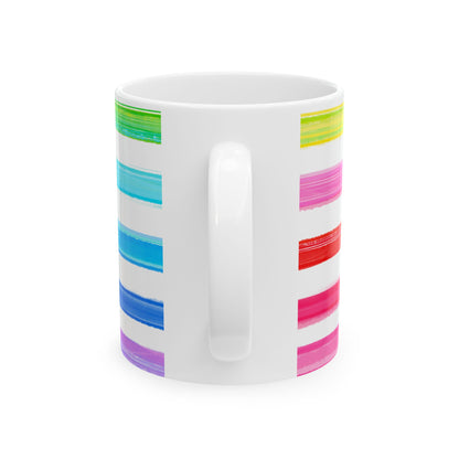 Rainbow Stripes Crayon Box Ceramic Mug Multi-color