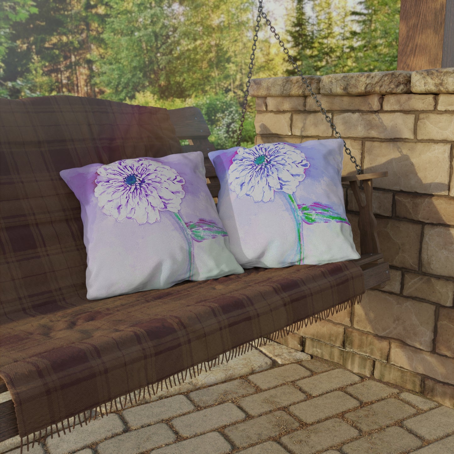 Outdoor Pillows Abstract Zinnia Color Story Lavender