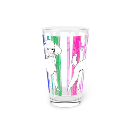 Dogi Butterfly Flutter Pint Glass in Multi-color, 16oz. Poodle