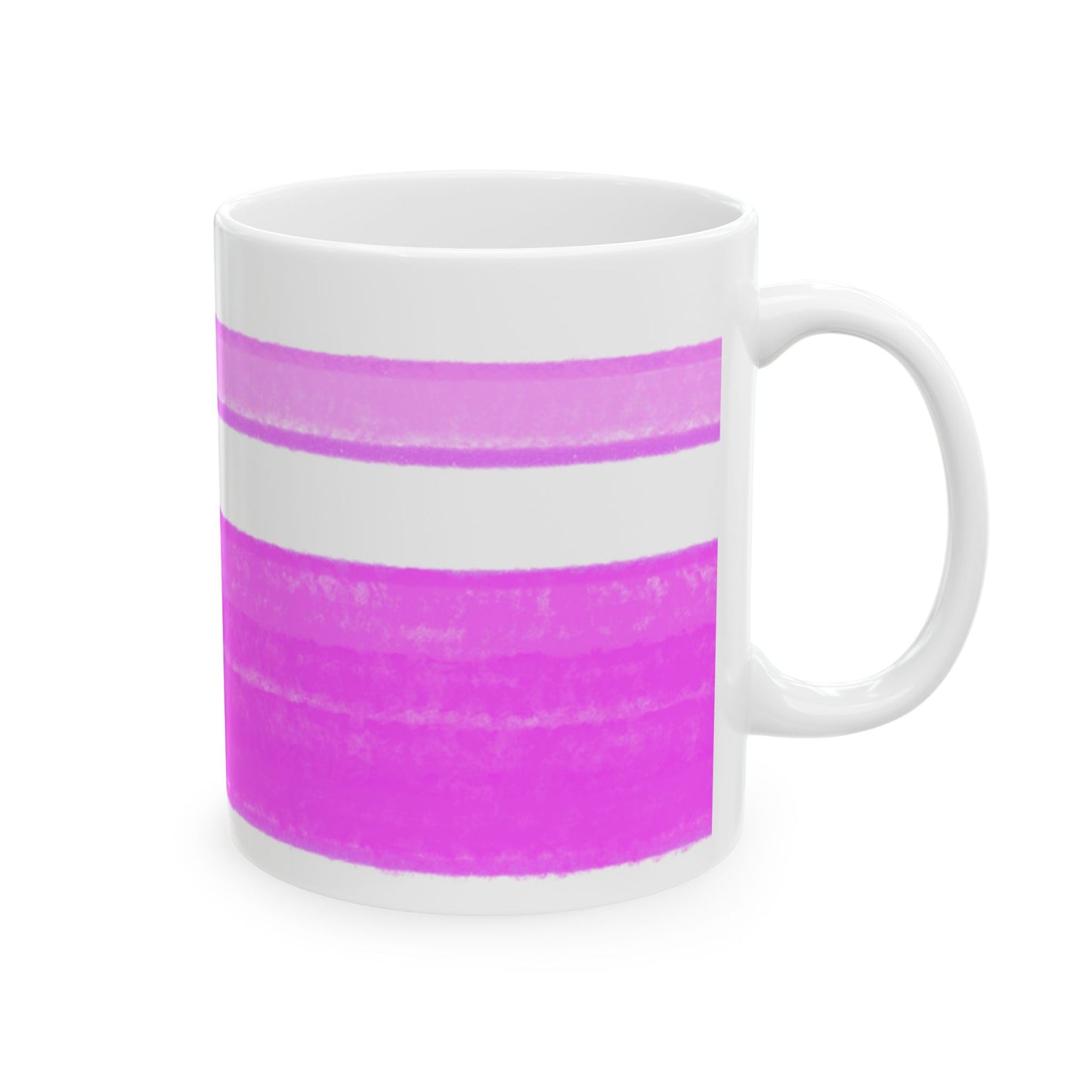 Mega Stripe Kitty Butterfly Flutter Ceramic Mug Purplish Pink