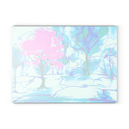 Glass Cutting Board Watercolor Landscape