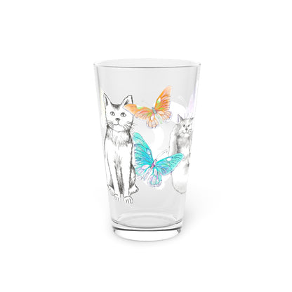 Kitty Flutter Pint Glass 16oz