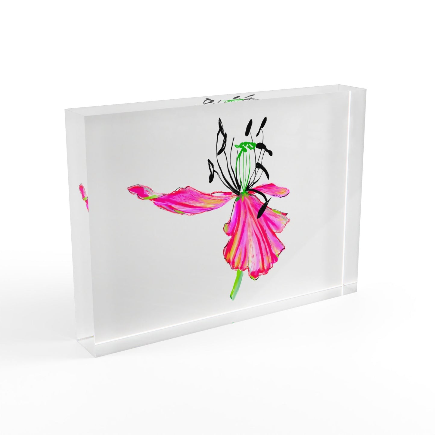 Dancing Tulips Acrylic Art Block Red Orange