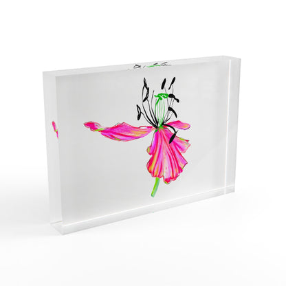 Dancing Tulips Acrylic Art Block Red Orange