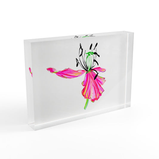 Dancing Tulips Acrylic Art Block Red Orange