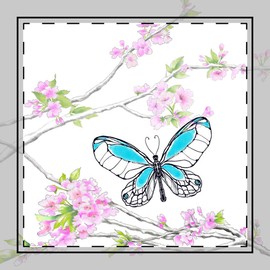 Butterfly Blossom Romp Poly Twill Napkin in Aqua #3
