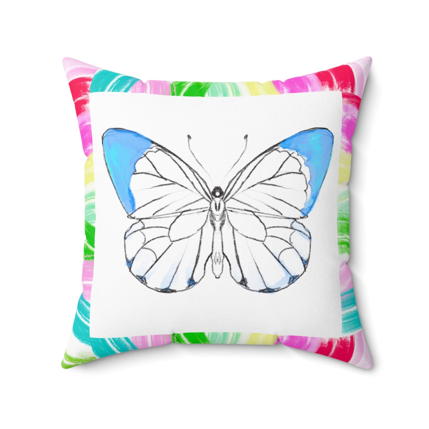 Mega Dot Polyester Square Pillow Butterfly