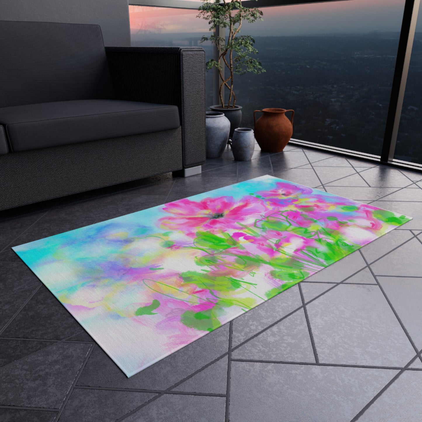 Rugs Indoor/Outdoor Abstract Garden Delight