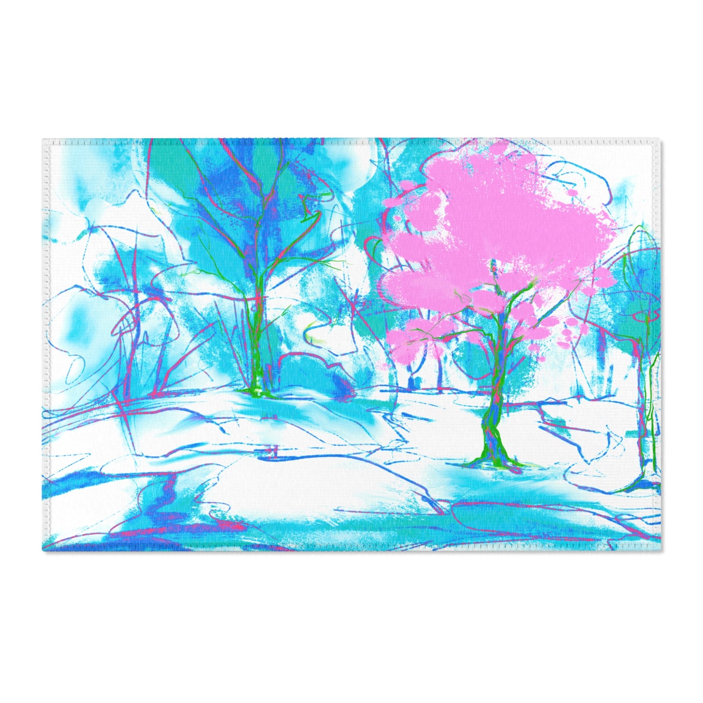 Joyful Landscapes Indoor Area Rug, Blue and Pink