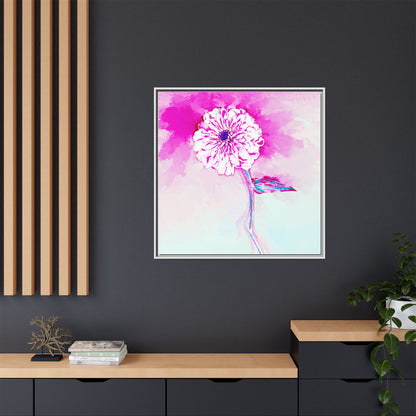 Zinnia Color Splash Matte Canvas Bright Raspberry Framed