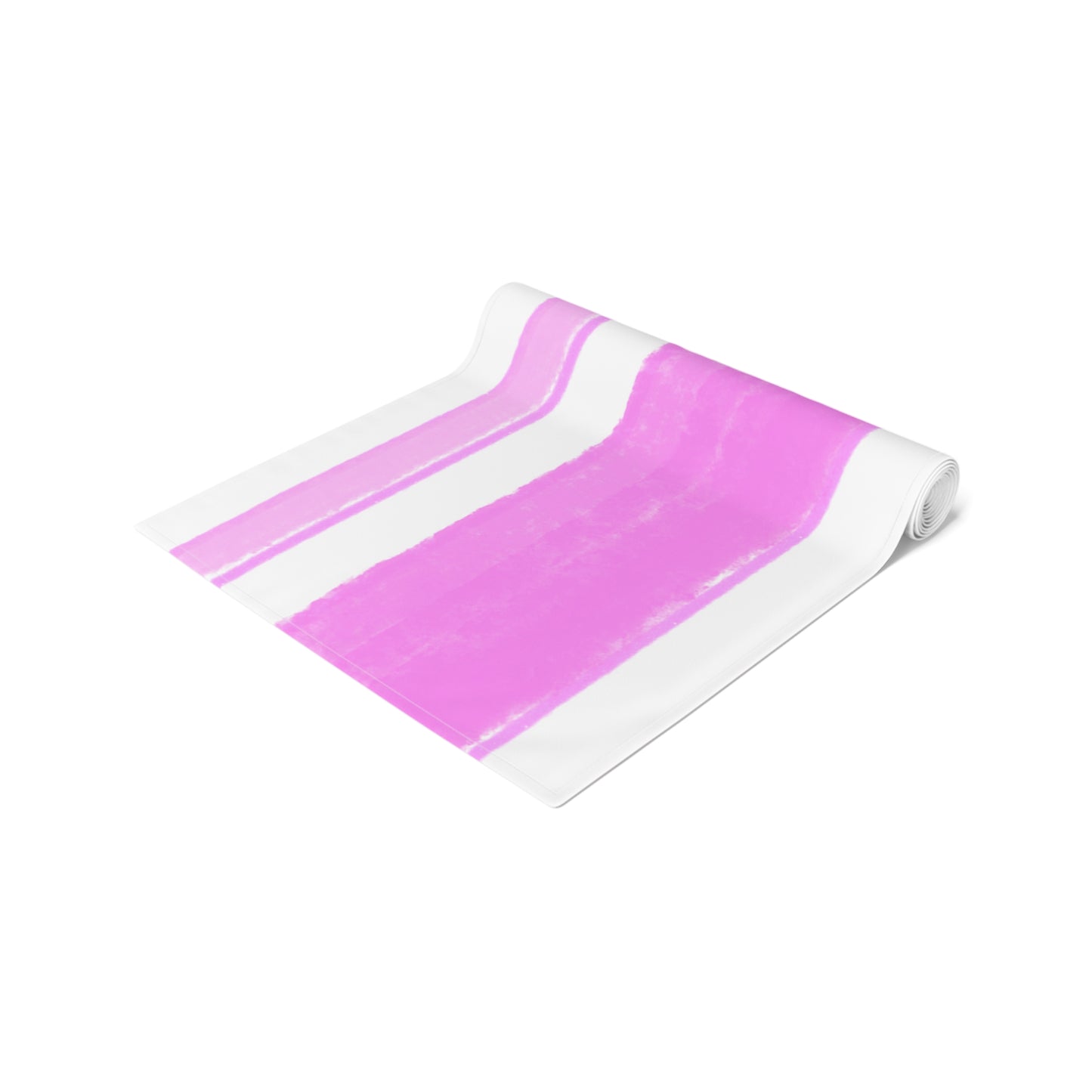 Mega Stripe Table Runner (Cotton Creamy white , Poly Bright White) Bright Pink