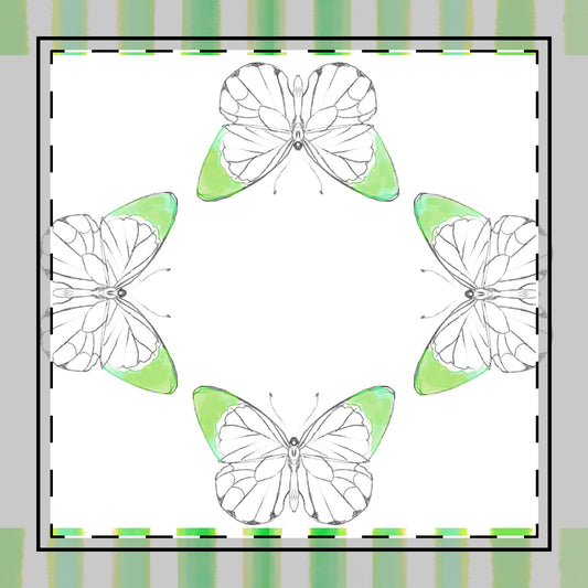 Butterfly Chroma Stripes Poly Twill Napkin, Darker Green, Fabric Background Bright White