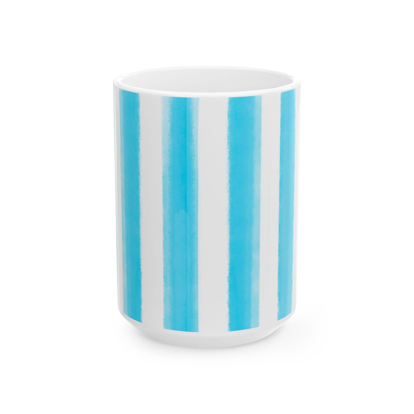 Watercolor Stripes Ceramic Mug Aqua