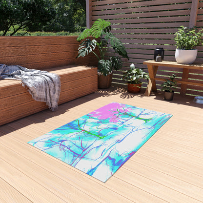 Inspirational Landscapes Indoor/Outdoor Area Rug, "Adventure Is Best", Blue, Aqua, and Lilac