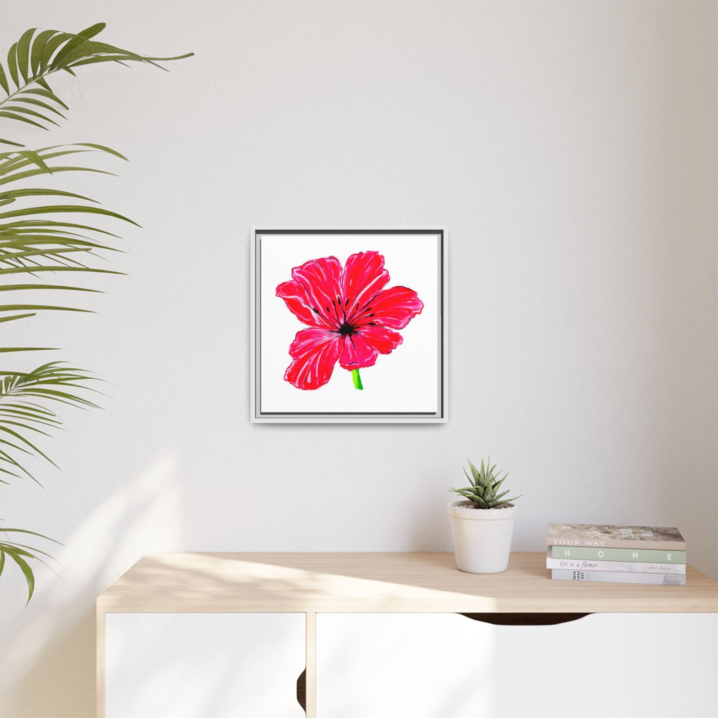 Dancing Tulips Matte Canvas, Framed  Red