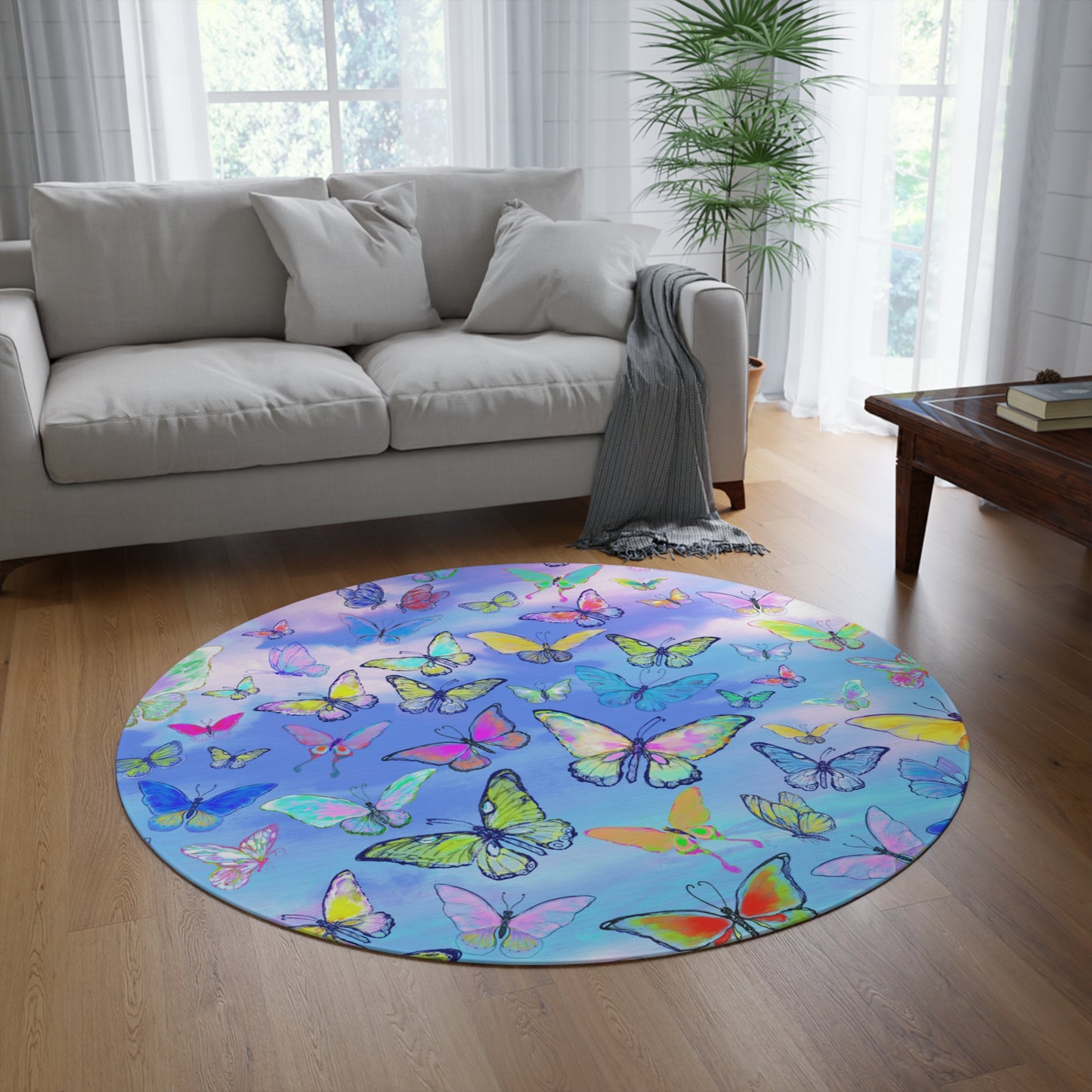 Round Rug  Butterfly Playdate 1