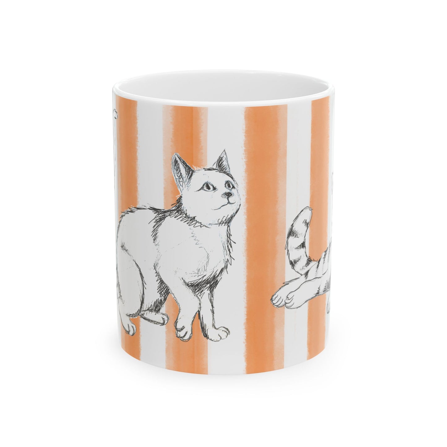 Kitty Fun Mug with Orange Stripes