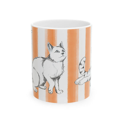 Kitty Fun Mug with Orange Stripes