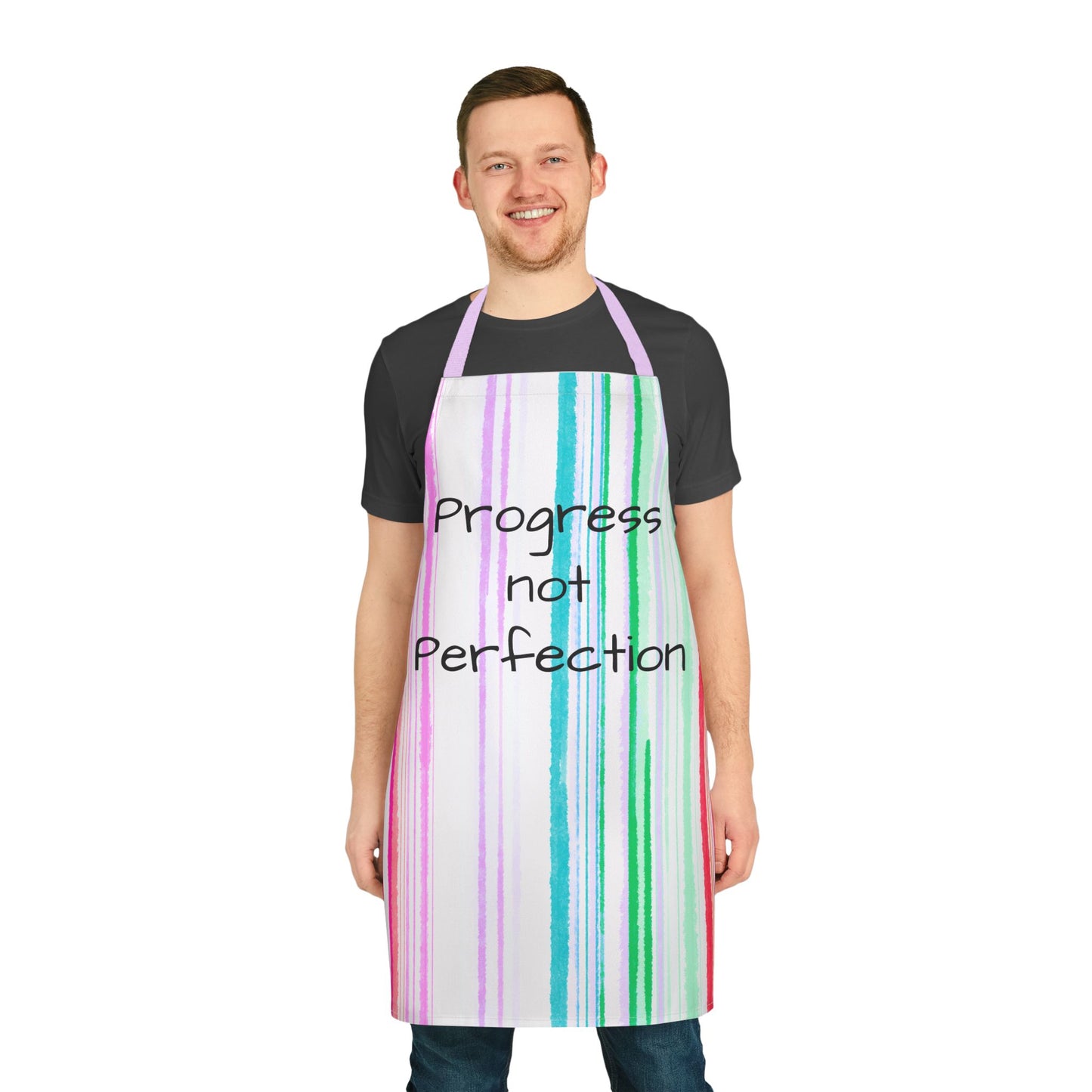 Watercolor Stripes Apron Progress not perfection
