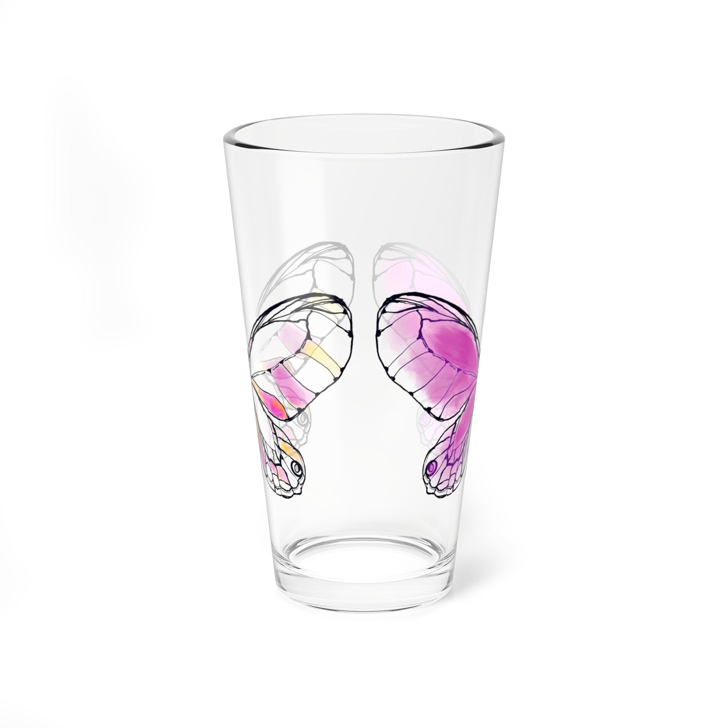 Mixing Glass, 16oz Butterfly Colorful Watercolor