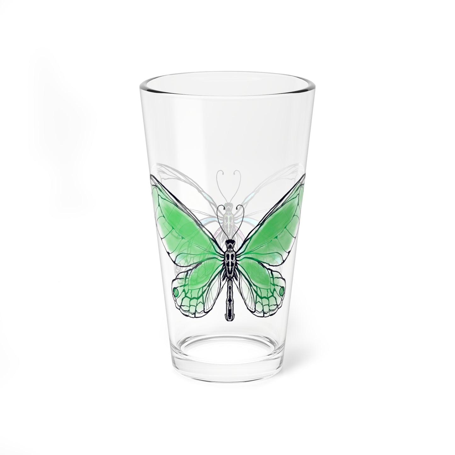 Mixing Glass, 16oz Butterfly Colorful Watercolor